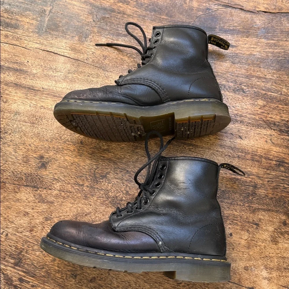Dr. Martens Black Leather Combat Boots - Picture 4 of 12